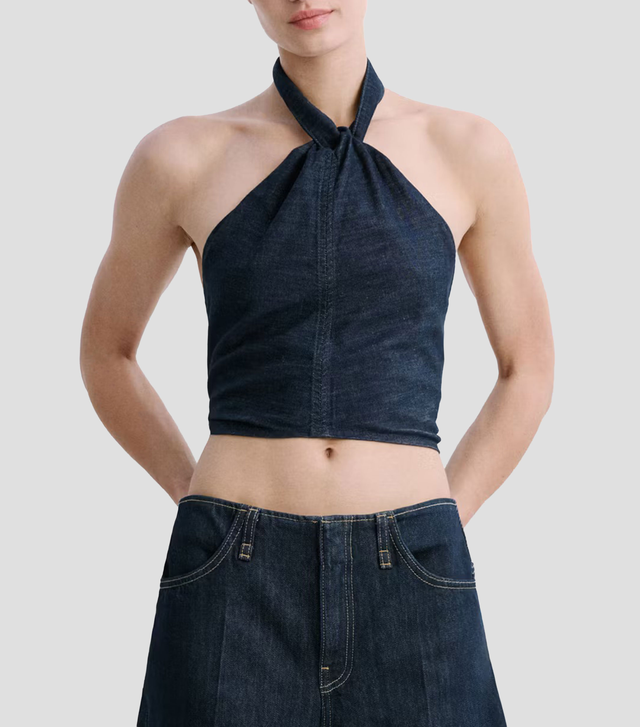 Blusa jaspeada sin mangas Mujer